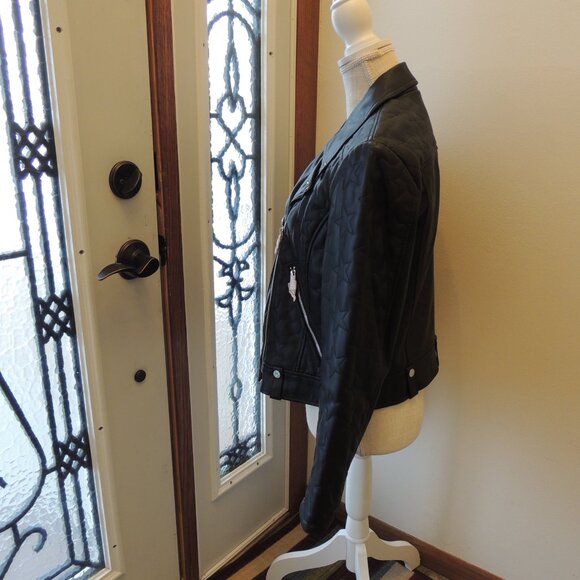 Express Faux Leather Quilted Moto Jacket NWT – Star Stitching – Black – Size L - Picture 6 of 8